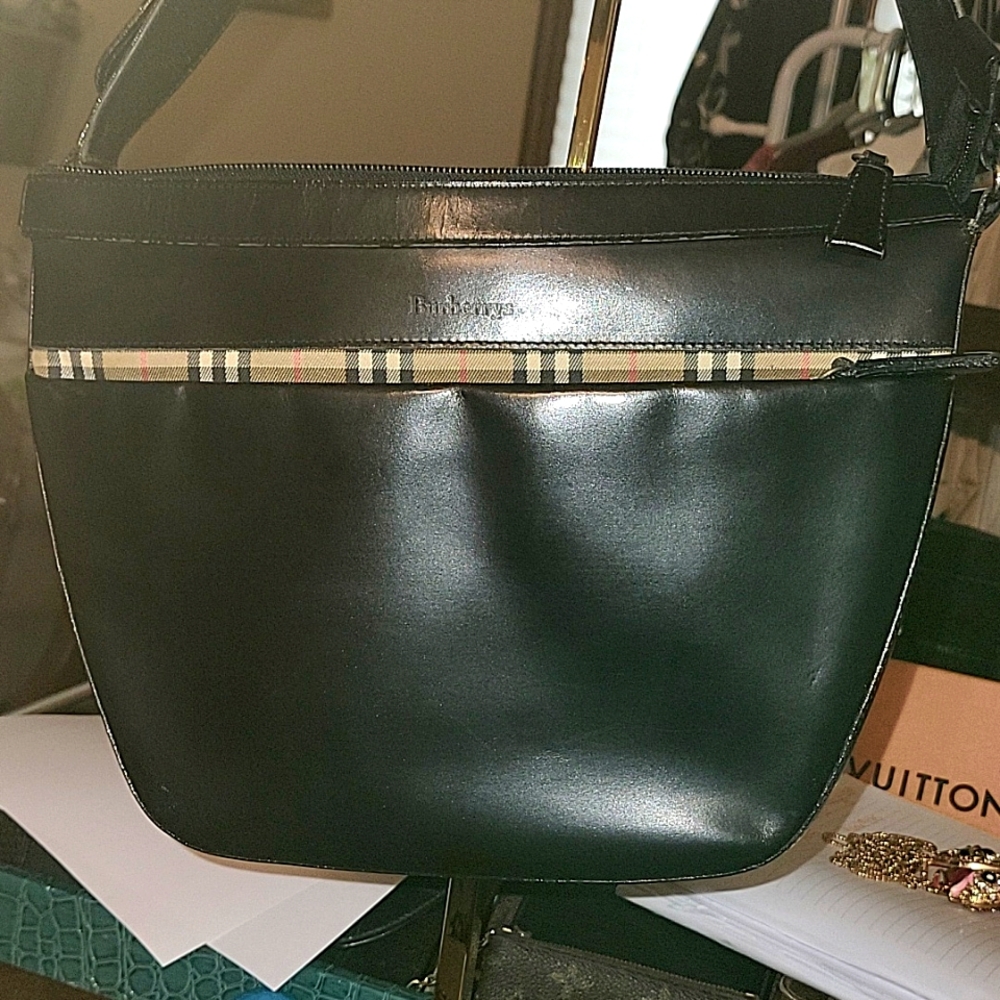 Burberry's Vintage Black Leather Handbag